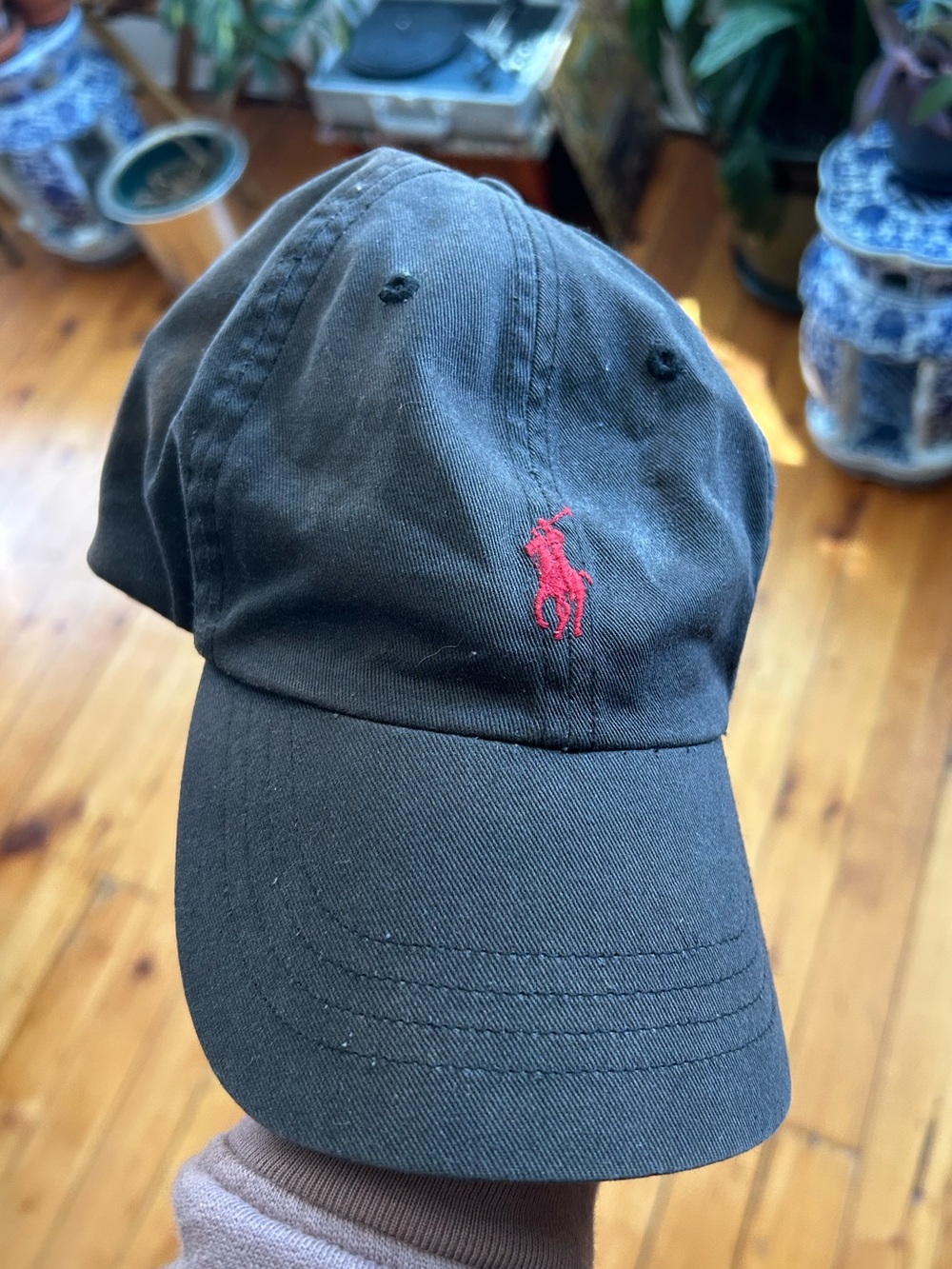 Polo Ralph Lauren Pony Logo Dad Hat Cap Black Red vintage